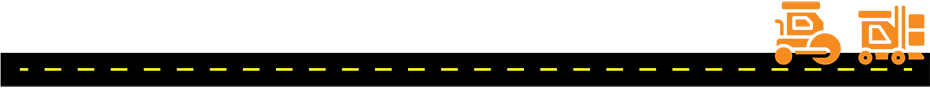 simple artwork showing paved road and orange heavy equipment