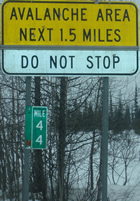 Avalanche Area sign