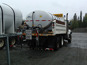 Salt brine loaded on tank truck