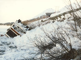 photo of motor home caught in avalanche