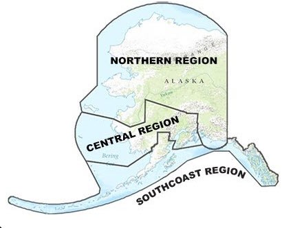 Map showing the DOT&PF regions of Alaska