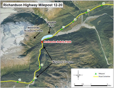 Map of avalanche area