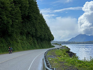 Bikepackers on the Craig-Klawock Highway