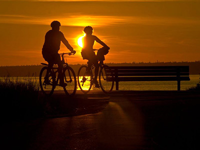 A beautiful evening for a nice bike ride along Anchorage's Tony Knowles Coastal Trail. Photo credit: H.M. Douthit, Alaska DOT&PF